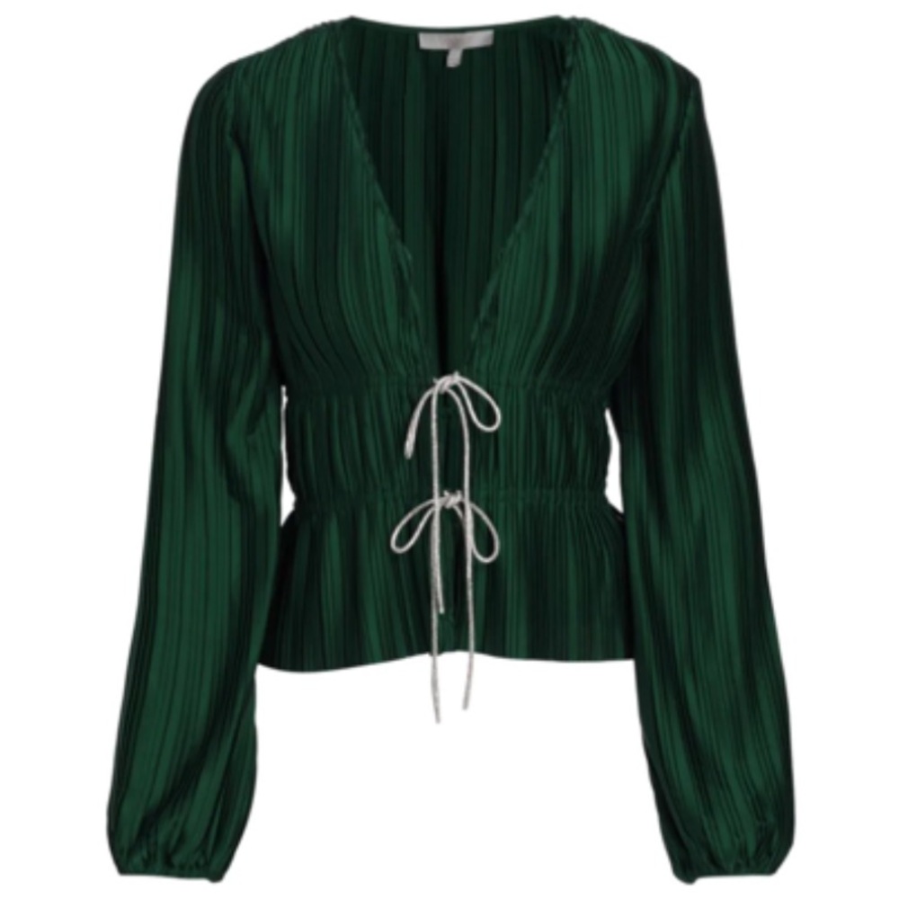 NWT $108 WAYF blouse in emerald green women’s size M sz 8 - Picture 2 of 9